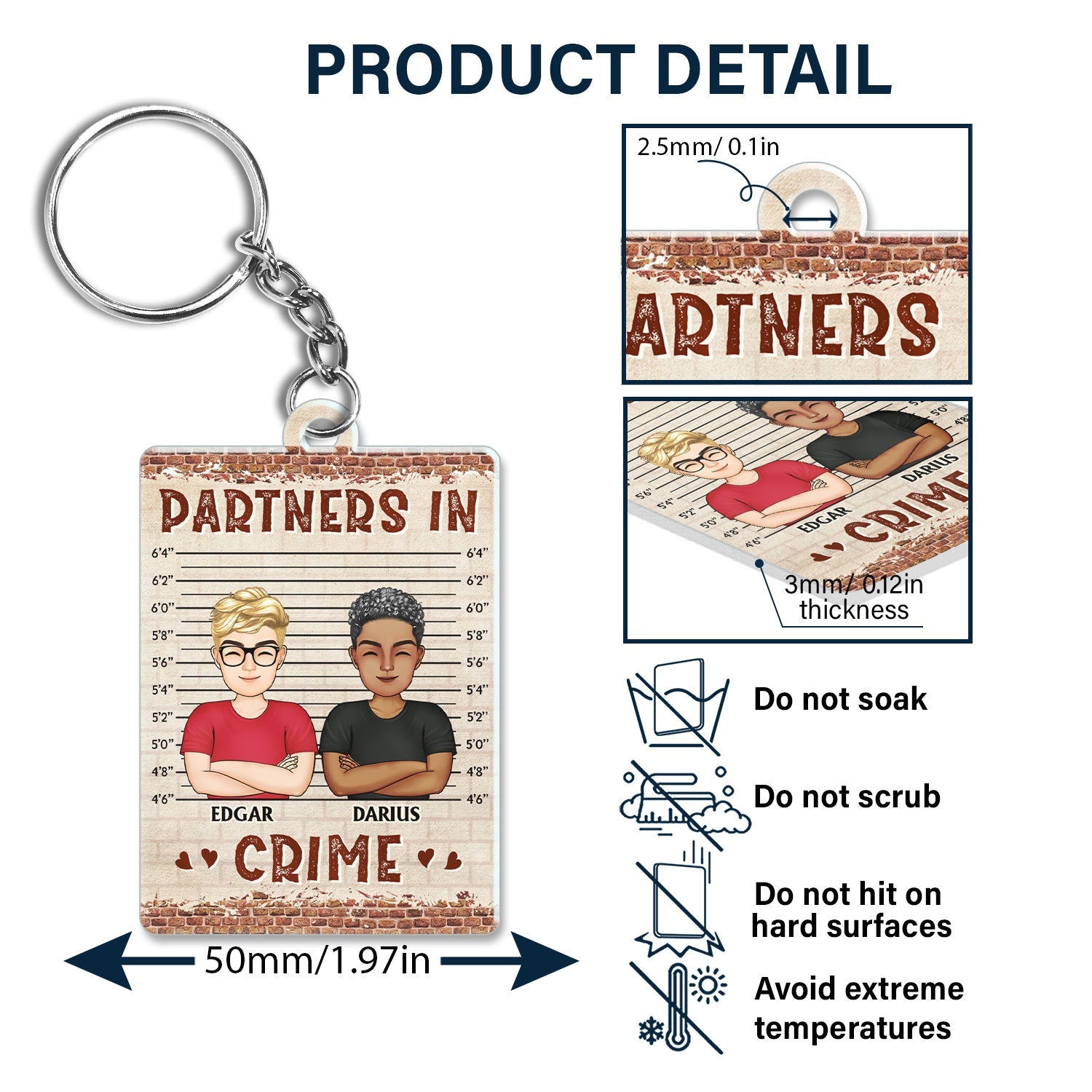 If We Get Caught Partners In Crime - Birthday Gifts For Best Friends, BFF, Brothers, Siblings, Colleagues - Personalized Custom Acrylic Keychain