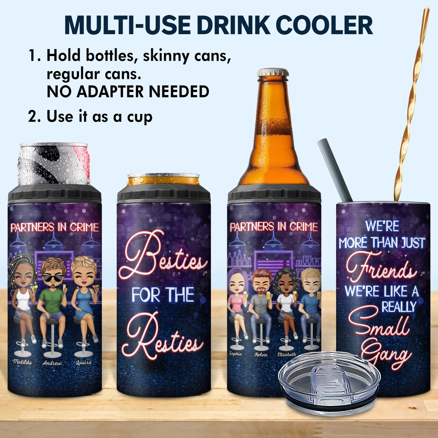 Partners In Crime Just Remember If We Get Caught Best Friends - Bestie BFF Gift - Personalized Custom 4 In 1 Can Cooler Tumbler