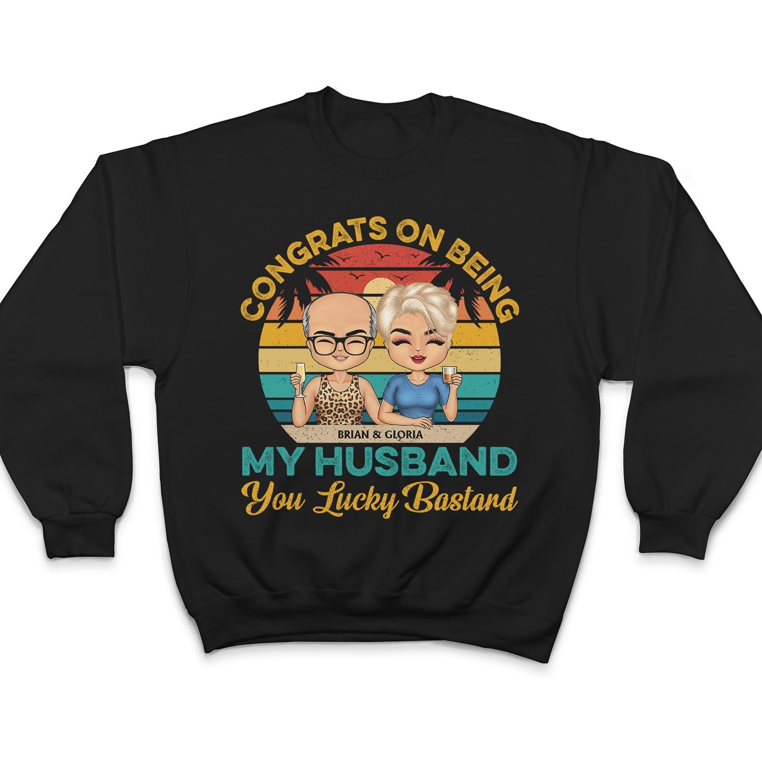 Congrats On Being My Husband Chibi - Anniversary, Vacation, Funny Gift For Couples, Family - Personalized Custom T Shirt