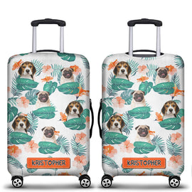 Custom Photo Funny Family Pet Face - Gift For Couple, Best Friends, Siblings, Dog And Cat Lovers - Personalized Custom Luggage Cover