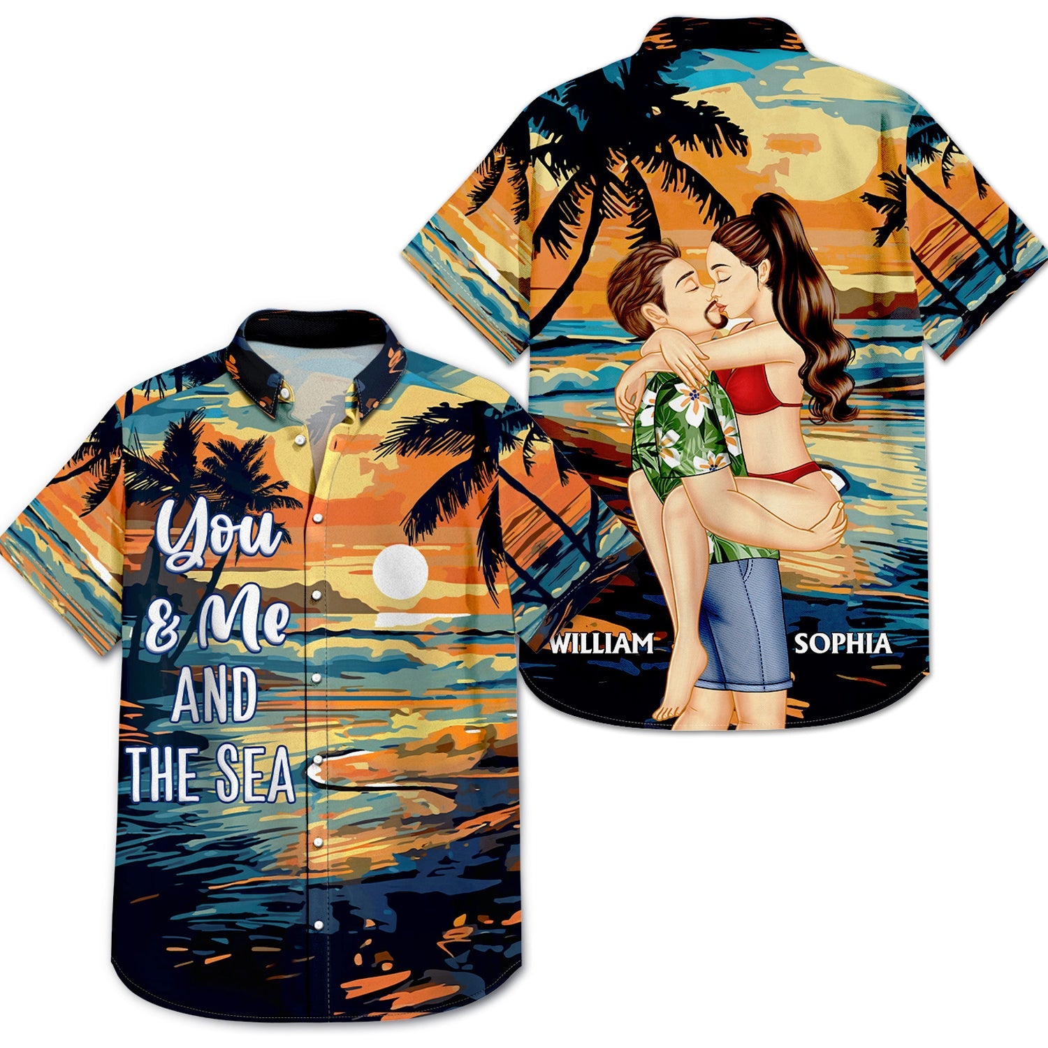 You And Me And The Sea - Birthday, Loving, Anniversary, Vacation, Travel Gift For Spouse, Husband, Wife, Couple, Boyfriend, Girlfriend - Personalized Hawaiian Shirt