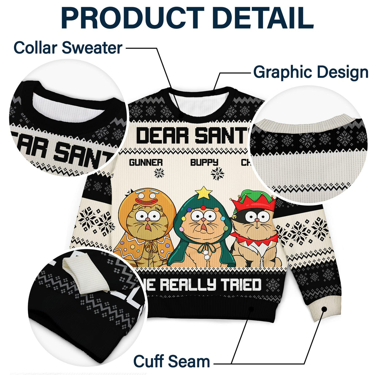 Dear Santa We Really Tried - Christmas Gift For Dog Lovers, Cat Lovers - Personalized Unisex Ugly Sweater