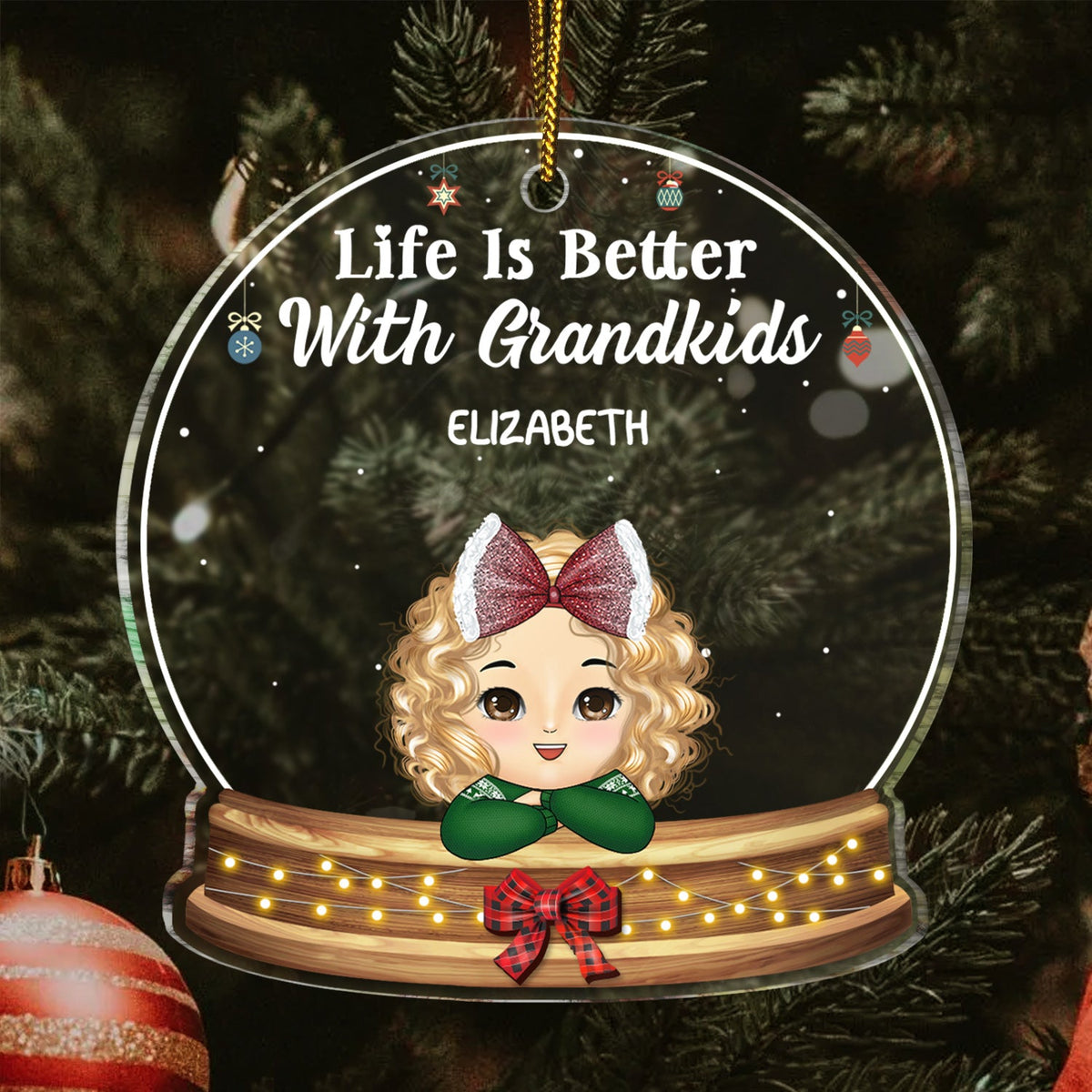 Life Is Better With Grandkids - Christmas, Loving Gift For Grandpa, Grandma, Grandparents - Personalized Custom Shaped Acrylic Ornament