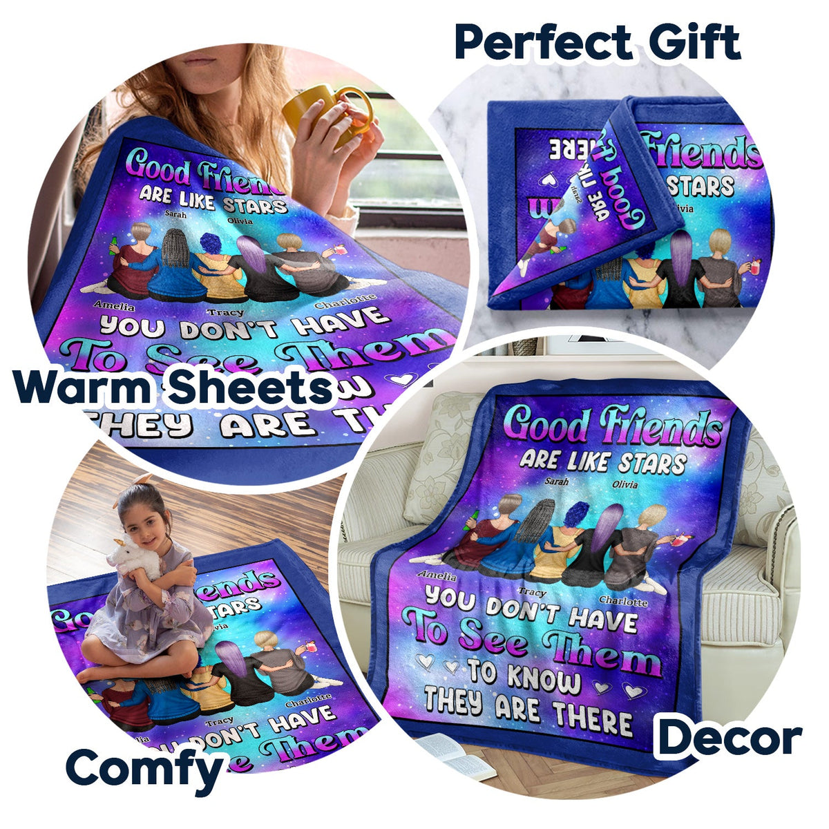 Good Friends Are Like Stars - Loving Gifts For Besties, Best Friends - Personalized Fleece Blanket