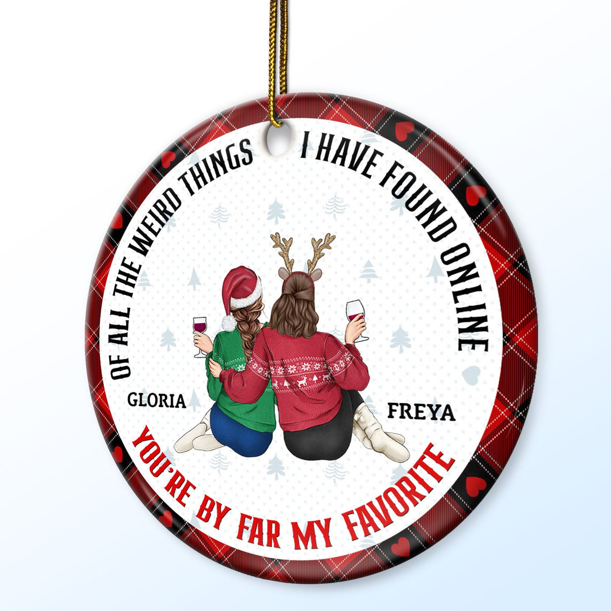 Of All The Weird Things - Loving, Christmas Gift For Couples, Husband, Wife - Personalized Circle Ceramic Ornament