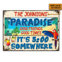 Beach Parrot Paradise It's 5 O'Clock Somewhere, Beach House, Outdoor Bar Decor, Custom Classic Metal Signs