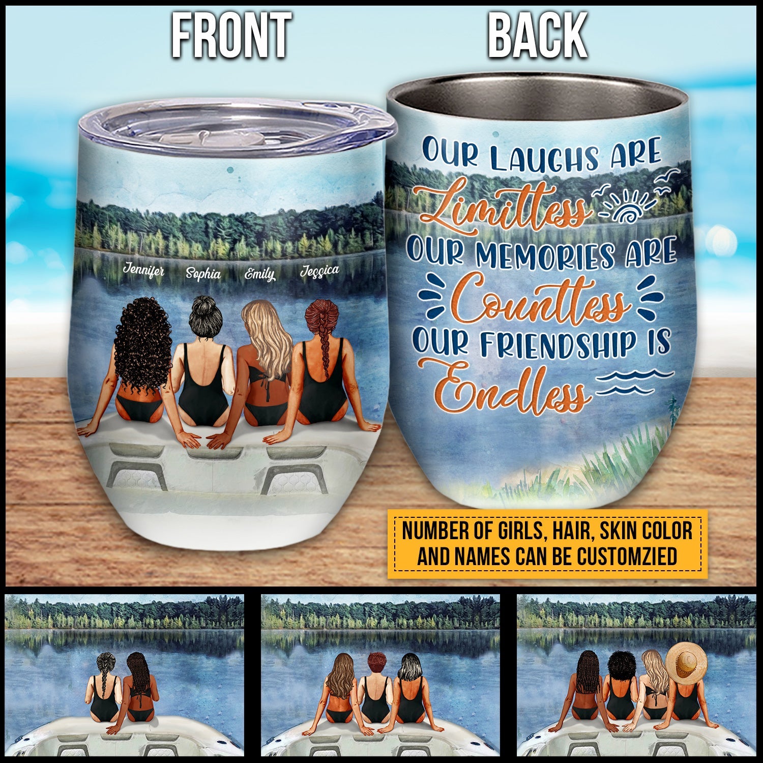 Bff Tumbler, Tumbler For Friends, Gift for Friends, Lake Besties Endless Custom Wine Tumbler