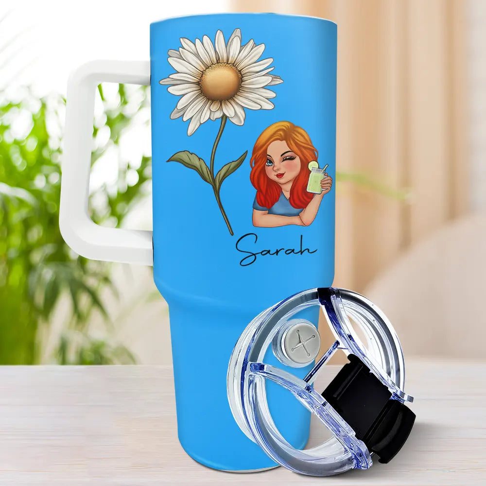 Birth Month Flowers Girl Bloom Where You're Planted - Personalized 40oz Tumbler With Straw