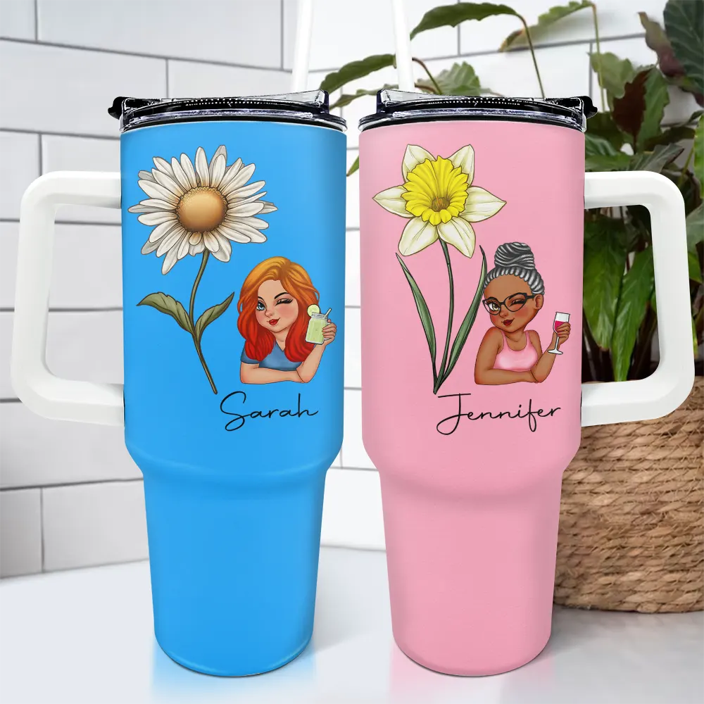 Birth Month Flowers Girl Bloom Where You're Planted - Personalized 40oz Tumbler With Straw