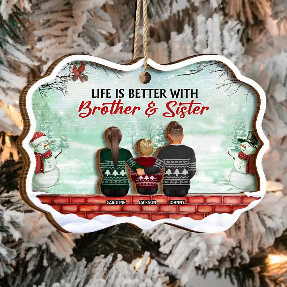 Greatest Gift Our Parents Gave Us Sibling Green Version - Personalized 2-Layered Wooden Ornament