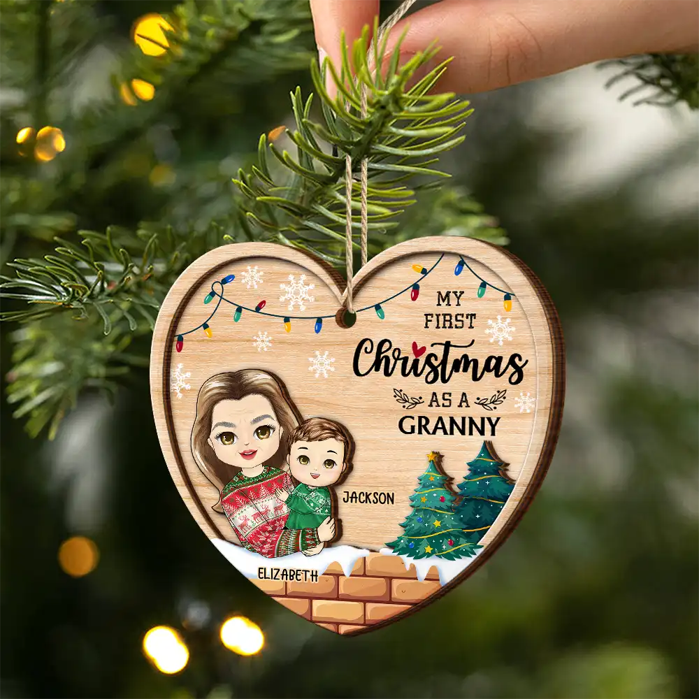 My First Christmas As A Grandma - Personalized 2-Layered Wooden Ornament