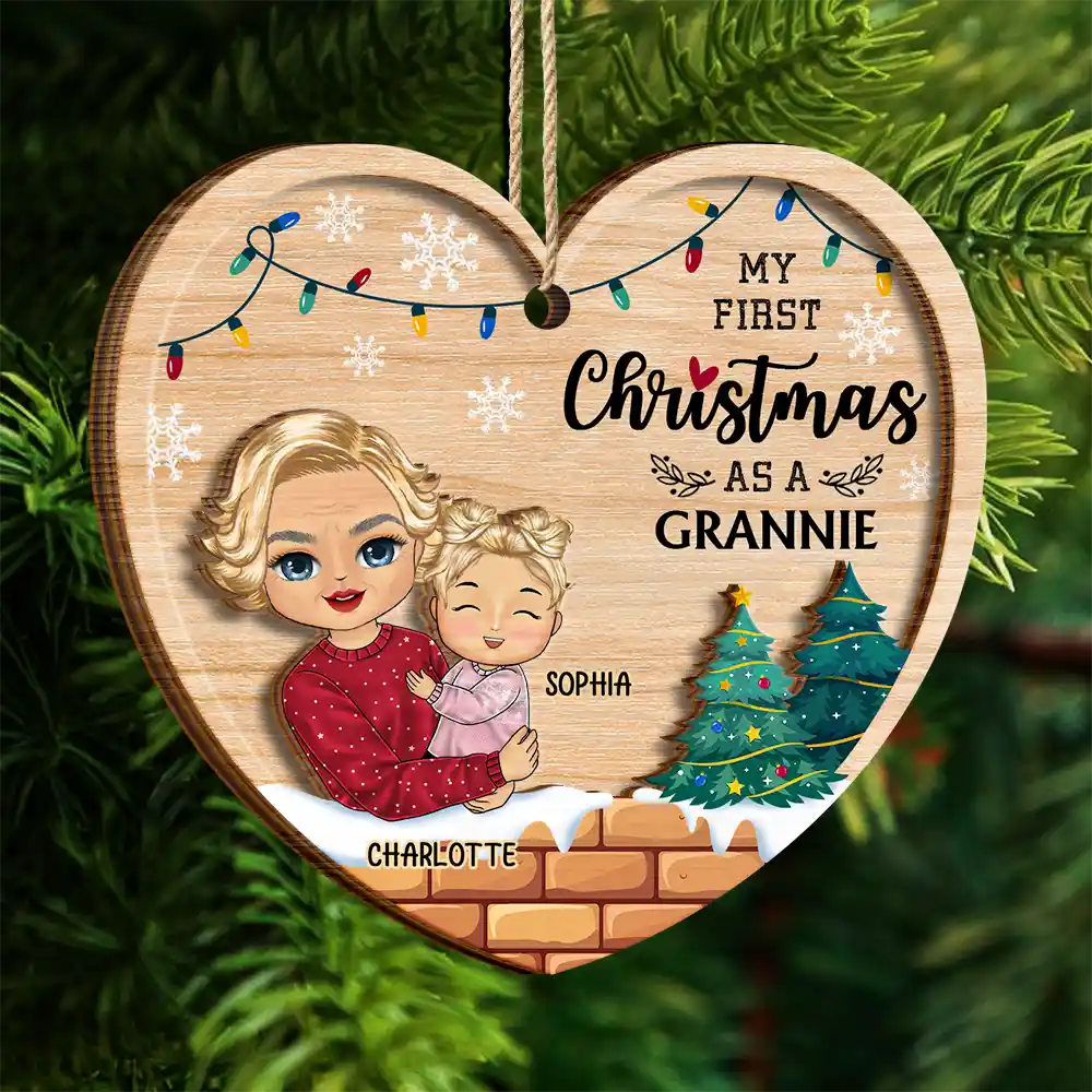 My First Christmas As A Grandma - Personalized 2-Layered Wooden Ornament