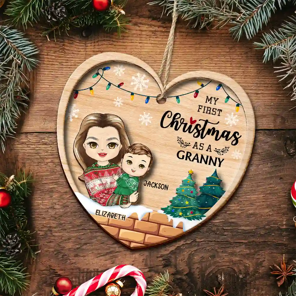 My First Christmas As A Grandma - Personalized 2-Layered Wooden Ornament