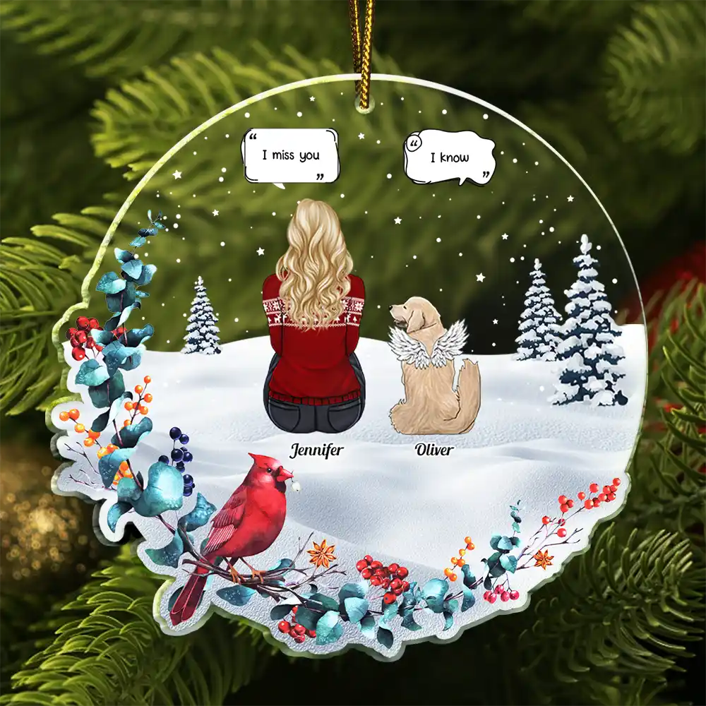 Memorial, Pet Lovers - Pet Loss I Miss You Dog Memorial - Personalized Custom Shaped Acrylic Ornament