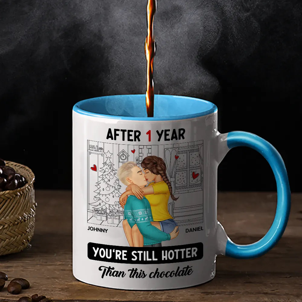 Gift For Couples - Couple Kissing After Years Hotter Than This Chocolate - Personalized Accent Mug