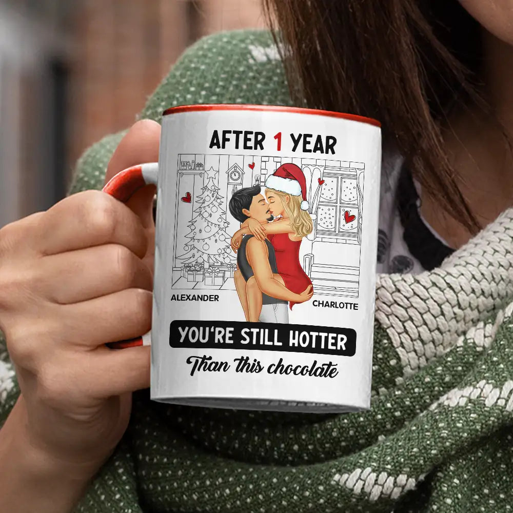 Gift For Couples - Couple Kissing After Years Hotter Than This Chocolate - Personalized Accent Mug