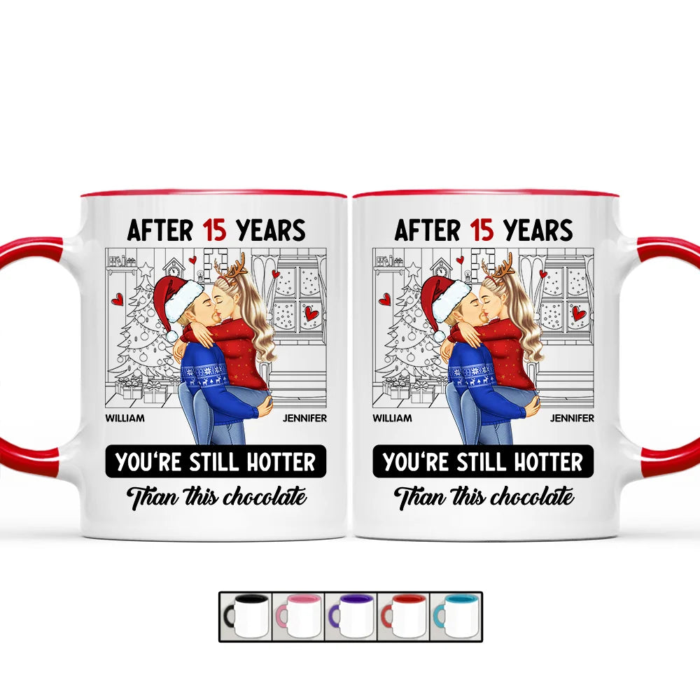 Gift For Couples - Couple Kissing After Years Hotter Than This Chocolate - Personalized Accent Mug