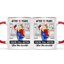 Gift For Couples - Couple Kissing After Years Hotter Than This Chocolate - Personalized Accent Mug