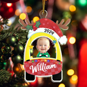 Christmas,Gift For Kids,Parents,Gift For Grandparents,Continue Shopping,Happy - Custom Photo Cute Baby First Christmas Car - Personalized Cutout Acrylic Ornament