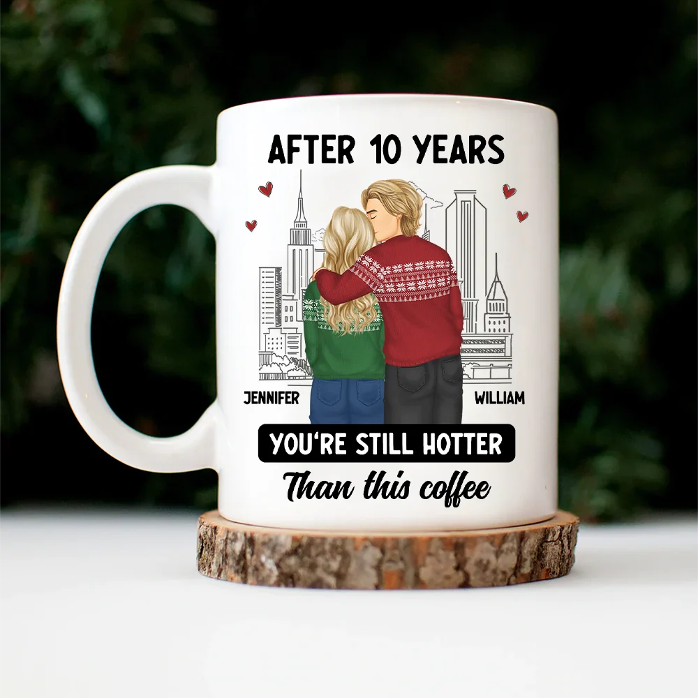 Gift For Couples - Forehead Kissing Couple After Years Hotter Than This Coffee - Personalized Mug