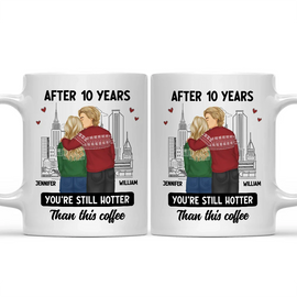 Gift For Couples - Forehead Kissing Couple After Years Hotter Than This Coffee - Personalized Mug