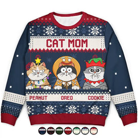 Pet Lovers - Christmas Funny Cat Mom Pet Lover Dog Person - Personalized Unisex Ugly Sweater