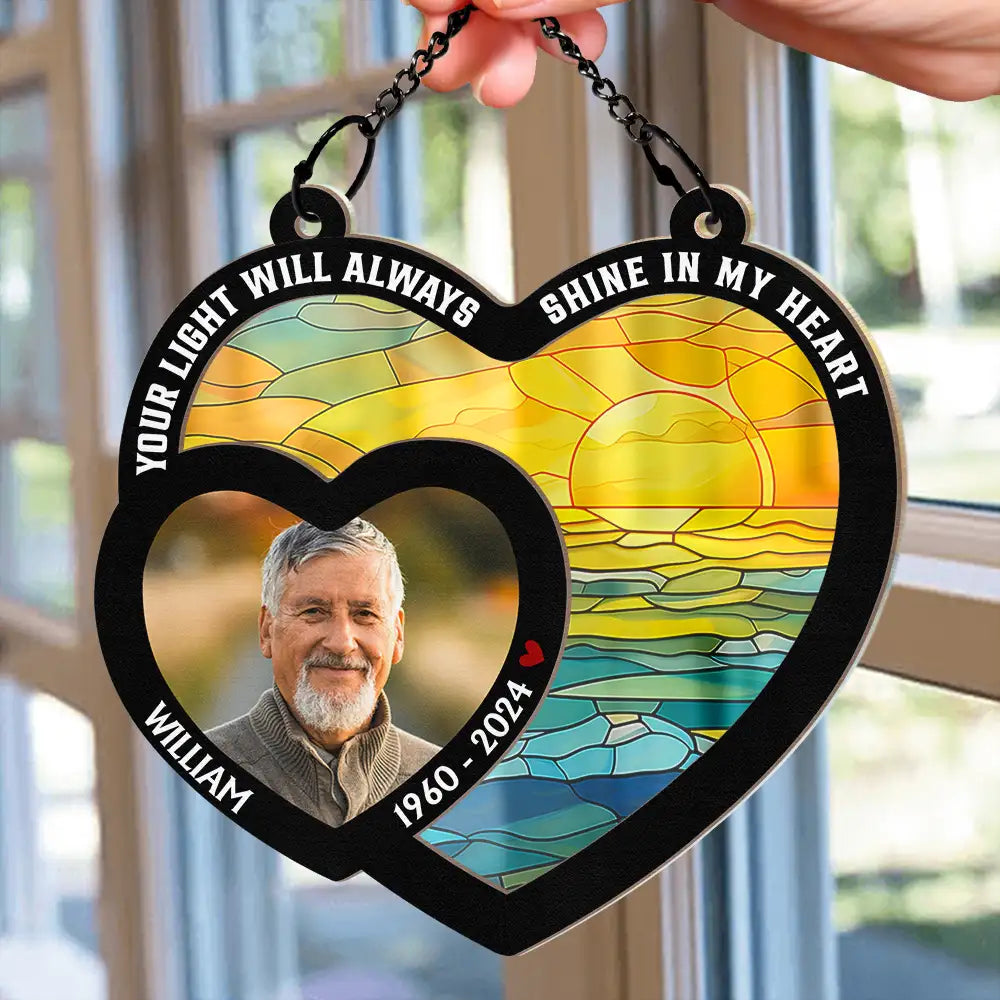 Memorial, Family - Custom Photo Memorial Your Wings Were Ready - Personalized Window Hanging Suncatcher Ornament