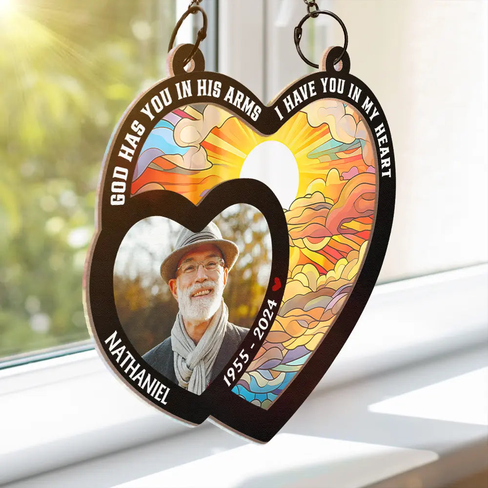 Memorial, Family - Custom Photo Memorial Your Wings Were Ready - Personalized Window Hanging Suncatcher Ornament