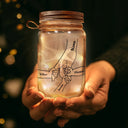 Christmas,Gift For Grandma,Gift For Grandpa,Gift For Grandparents,Continue Shopping,Happy - Hand In Hand Grandma Grandpa Grandkids - Personalized Mason Jar Light