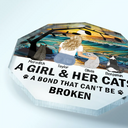 Pet Lovers - Flower Field A Girl And Her Dog And Cat - Personalized Nonagon Shaped Acrylic Plaque