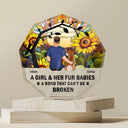 Pet Lovers - Flower Field A Girl And Her Dog And Cat - Personalized Nonagon Shaped Acrylic Plaque