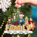 Family - Cartoon Family And Pet Gingerbread Cookies - Personalized Cutout Acrylic Ornament