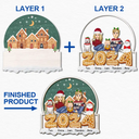 Family - 2024 Cartoon Family And Pet Gingerbread Cookies - Personalized 2-Layered Wooden Ornament