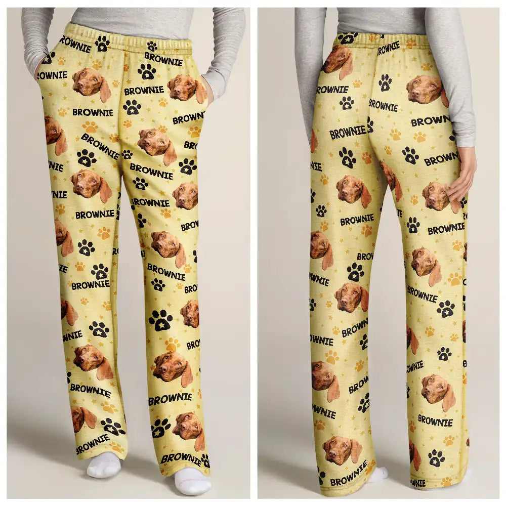 Pet Lovers, Dog Lovers, Cat Lovers - Custom Photo Name Best Cat Mom Dog Pet Lover - Personalized Pajama Pants