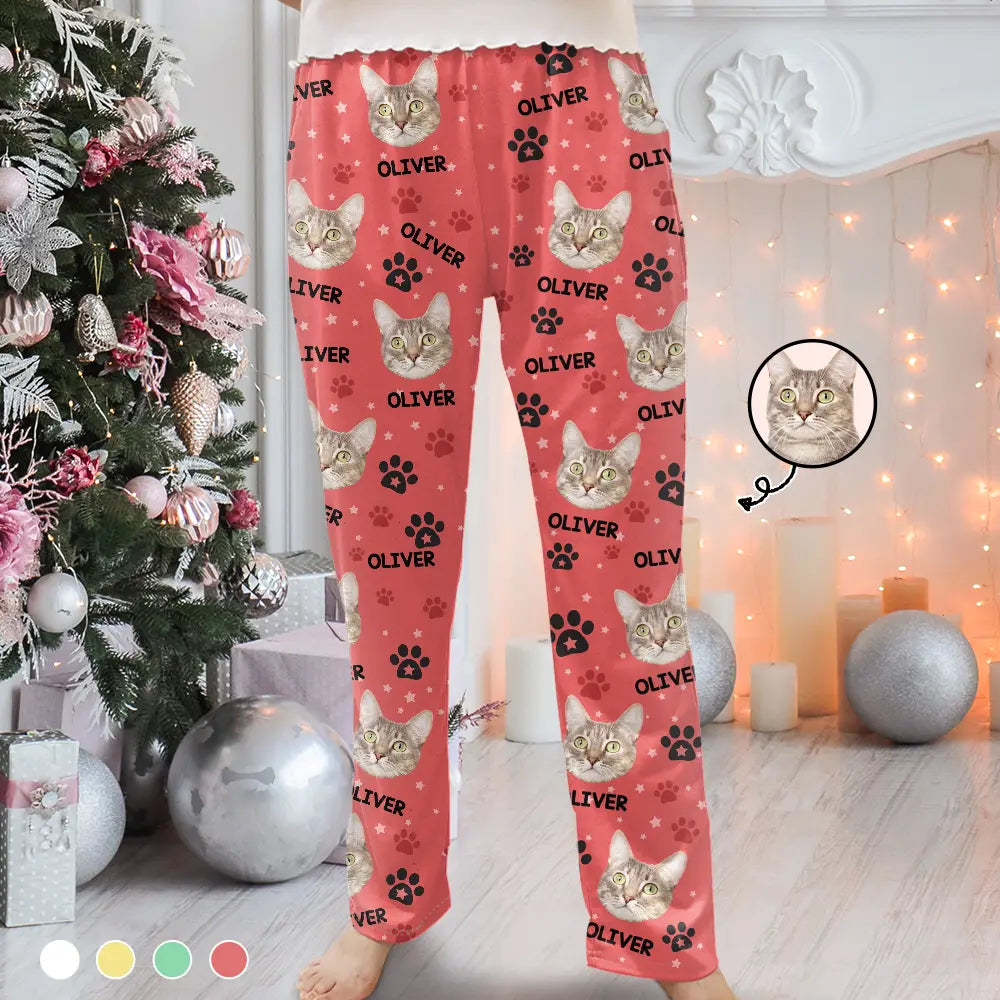 Pet Lovers, Dog Lovers, Cat Lovers - Custom Photo Name Best Cat Mom Dog Pet Lover - Personalized Pajama Pants