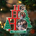 Family - Custom Photo Family Ho Ho Ho Joyful Christmas - Personalized Custom Shaped Acrylic Ornament