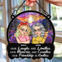 Gift For Sisters, Gift For Bestie, Gift For Sibling - Besties Our Laughs Are Limitless Friendship - Personalized Window Hanging Suncatcher Ornament