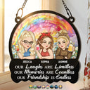 Gift For Sisters, Gift For Bestie, Gift For Sibling - Besties Our Laughs Are Limitless Friendship - Personalized Window Hanging Suncatcher Ornament