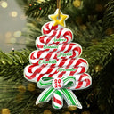 Christmas,Family,Gift For Bestie,Happy - Candy Cane Christmas Tree Custom Name - Personalized Custom Shaped Acrylic Ornament