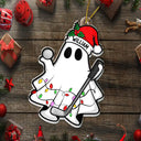 Fishing, Golf, Grilling - Colorful Light Christmas Ghost Love Fishing Golfing Grilling - Personalized Custom Shaped Acrylic Ornament