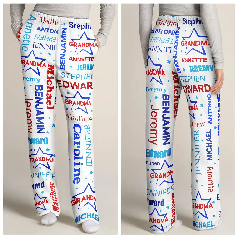 Gift For Grandpa, Gift For Father - Grandpa Custom Grandkid Names - Personalized Pajama Pants