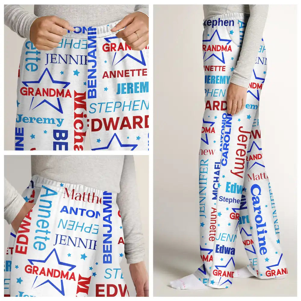 Gift For Grandpa, Gift For Father - Grandpa Custom Grandkid Names - Personalized Pajama Pants