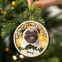 Custom Photo Cat Dog Christmas - Personalized 2-Layered Wooden Ornament