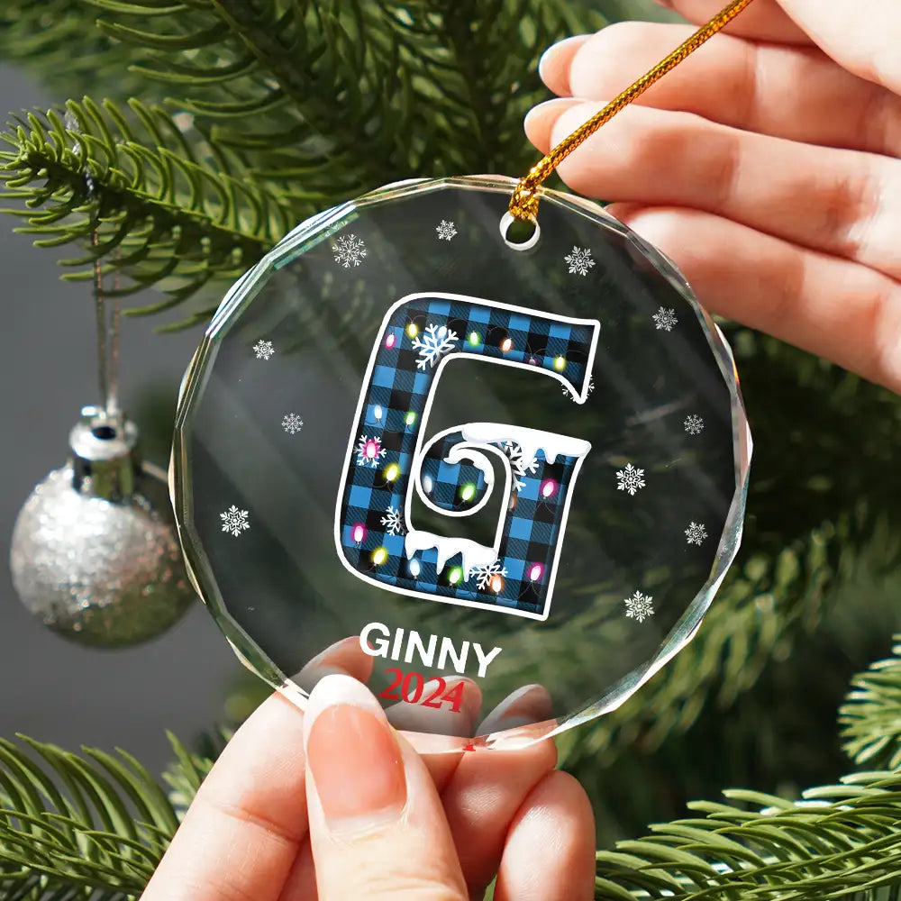 Christmas Alphabet For Family Members - Personalized Circle Glass Ornament