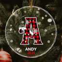 Christmas Alphabet For Family Members - Personalized Circle Glass Ornament