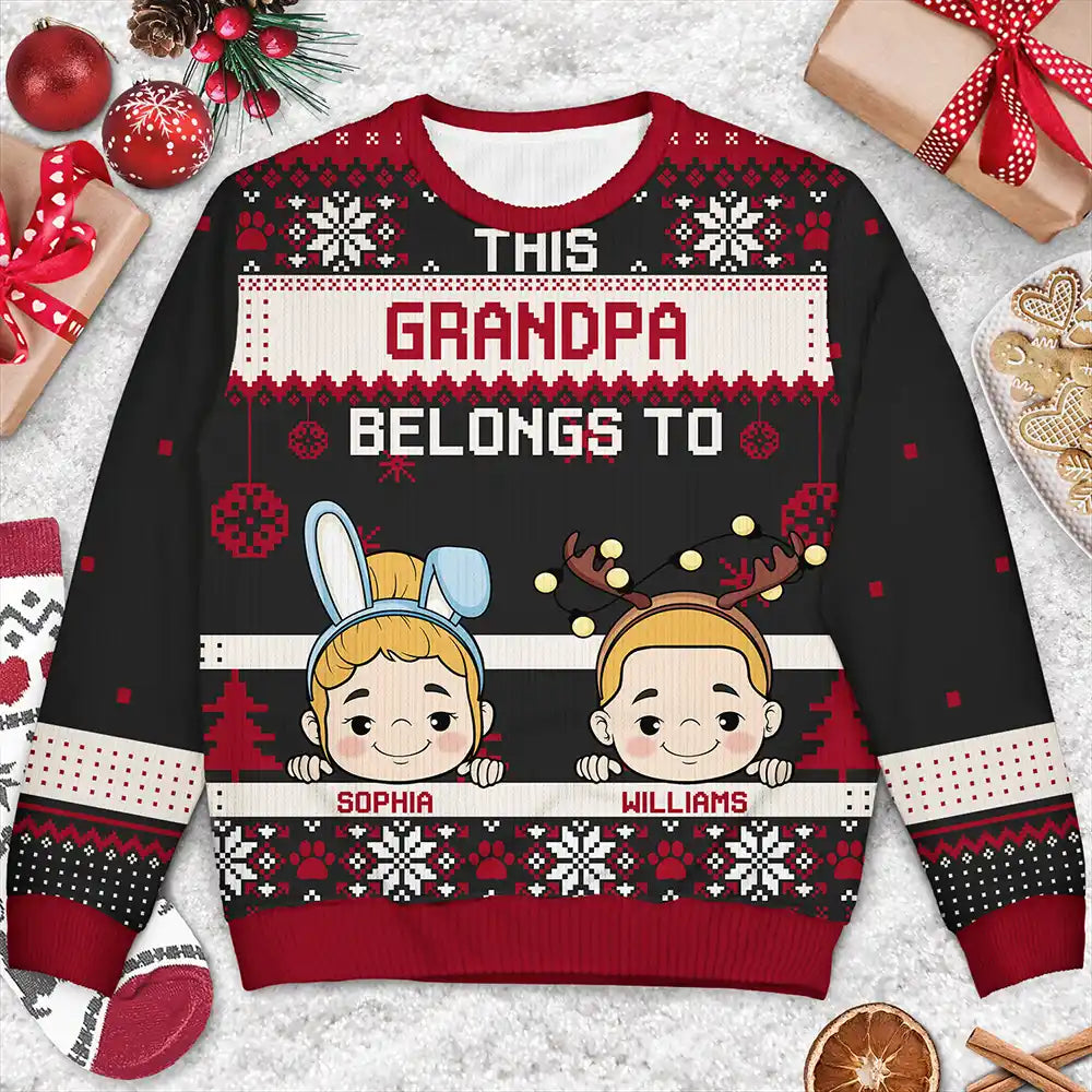 Gift For Grandparents - This Grandma Belongs To Christmas - Personalized Unisex Ugly Sweater