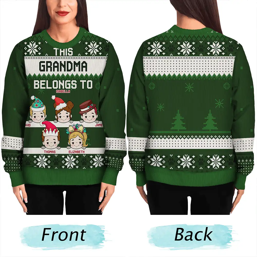 Gift For Grandparents - This Grandma Belongs To Christmas - Personalized Unisex Ugly Sweater