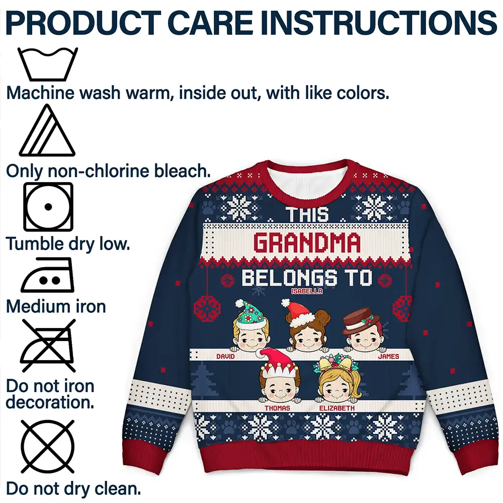 Gift For Grandparents - This Grandma Belongs To Christmas - Personalized Unisex Ugly Sweater