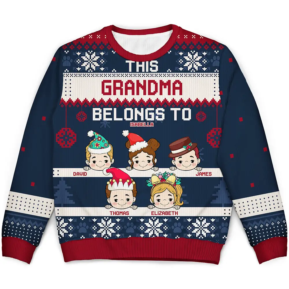 Gift For Grandparents - This Grandma Belongs To Christmas - Personalized Unisex Ugly Sweater