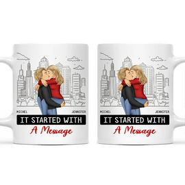 Christmas,Gift For Couples,Gift For Husband,Gift For Wife,Gift For Boyfriend,Gift For Girlfriend,Funny - It Started With A Message Couples - Personalized Mug
